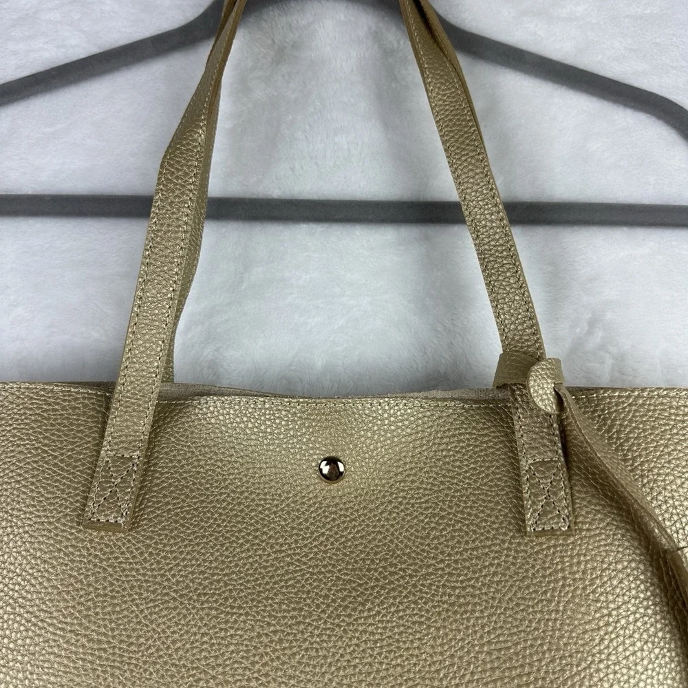 Unbranded Tote Bag Gold Snap Pocket Beach Bag Purse NWOT‎